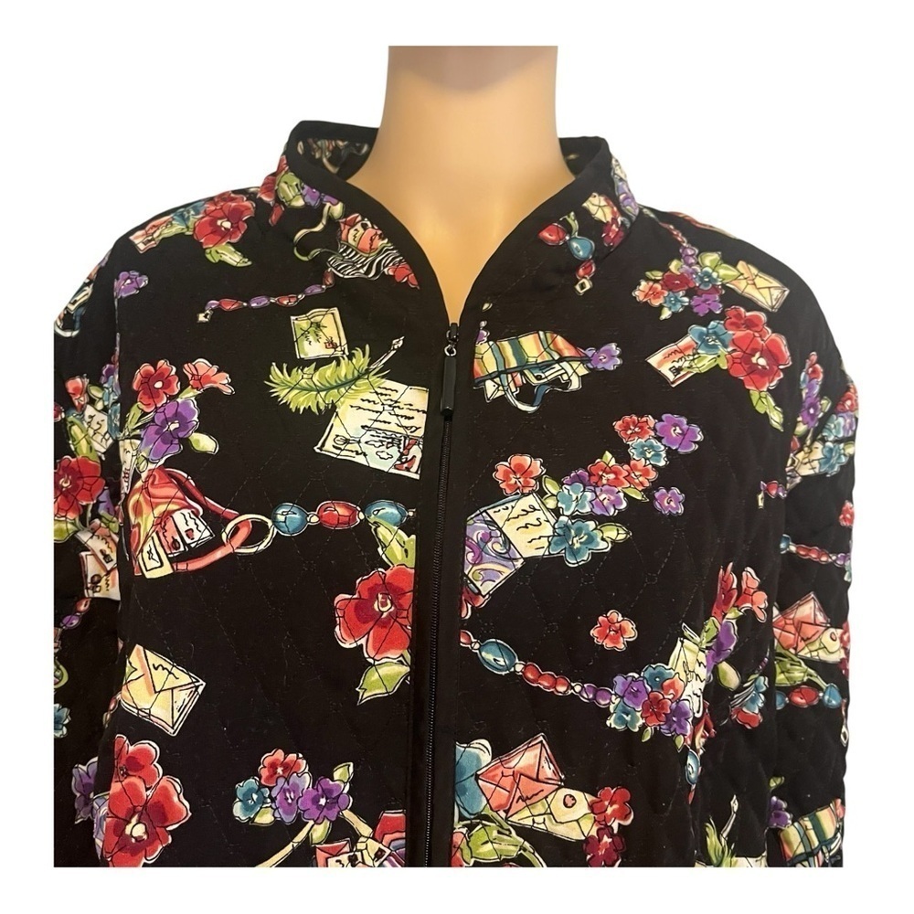 Requirements Woman floral print quilted jacket blazer zipper pockets lined 3X - Picture 3 of 12